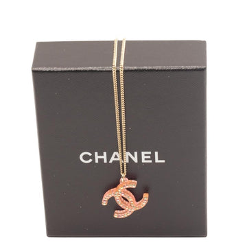 Pendant Chain Necklace Pink Resin Crystal CC Vintage