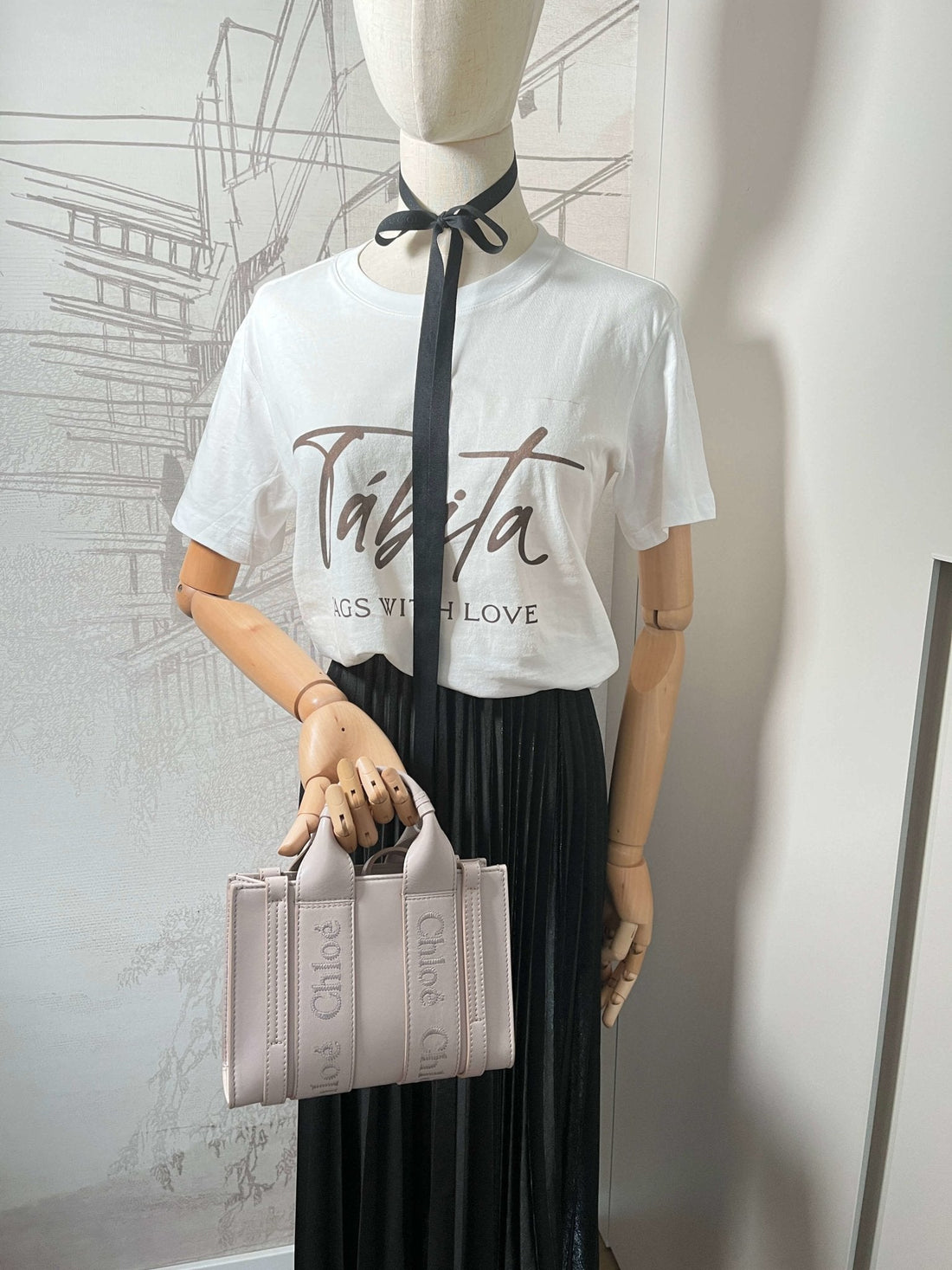 Woody Mini Leather Pink 2-Way Tote Bag