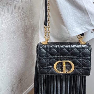 Caro Cannage Small Leather 2-Way Chain Bag Black