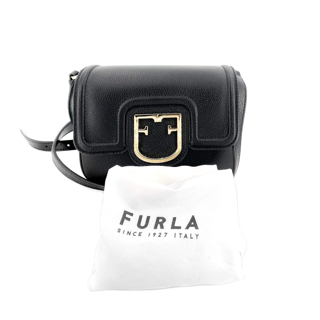 Squared Leather Crossbody Black