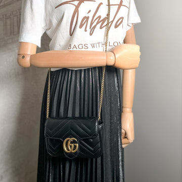 GG Marmont Nano Matelassé Leather Black Bag