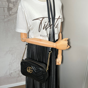 GG Marmont Small Matelassé Leather Black Bag
