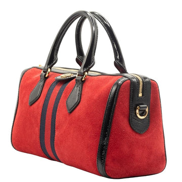 Ophidia Medium Suede Top Handle Boston Bag Red