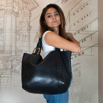 Shopper Black Leather Vintage