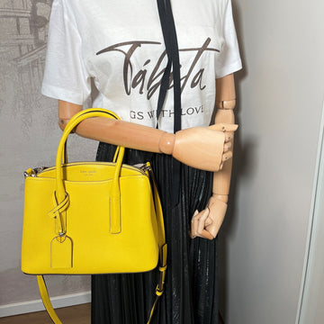 Margaux Medium Leather Yellow Bag