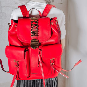 Leather Red Backpack