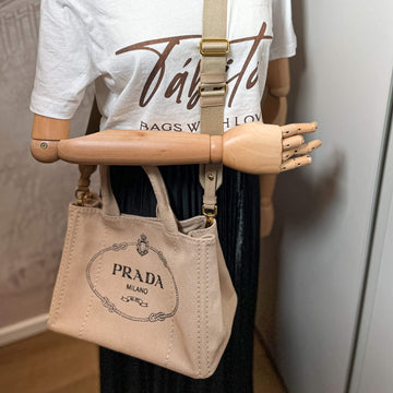 2-Way Canvas Tote Bag Beige
