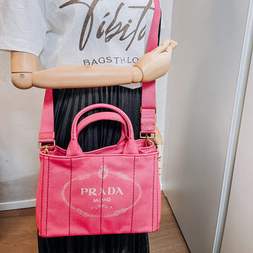 2-Way Canvas Tote Bag Pink