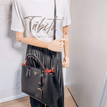 Double Medium Saffiano Leather Black Bag