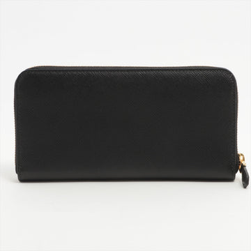 Large Leather Round-Zip-Wallet Black Saffiano Leather