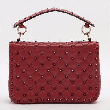 Rockstud Medium Spike nappa leather 2way Red