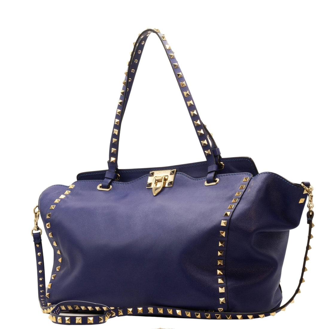 Rockstud Tote Blue Leather