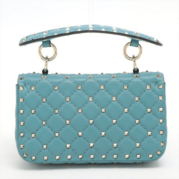 Small Rockstud Spike Nappa Leather 2way Shoulder Bag Blue