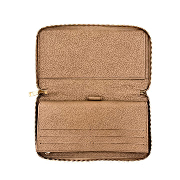 Zip-Around Wallet in Beige Leather