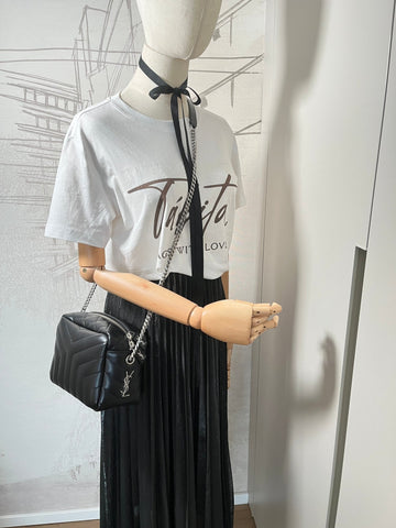 Chain Leather Black Bowler Bag