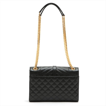 Envelope Medium Quilted Embossed Leather Black