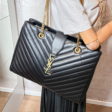 Loulou Large Black Leather Tote