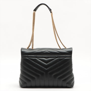 Loulou Medium Chain in Black Quilted "Y" Leather