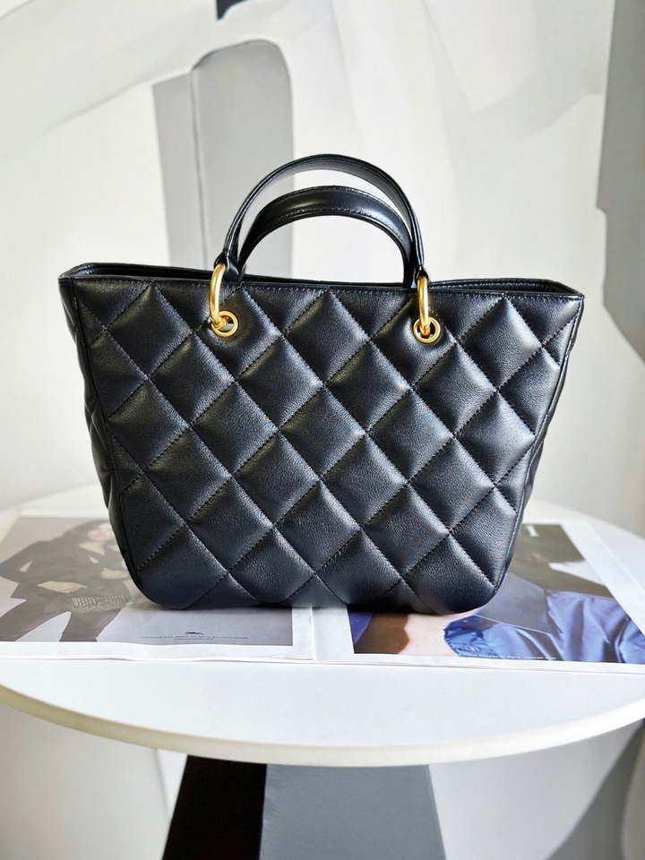 Makersluxe - Lambskin Shopping Tote Bag Black