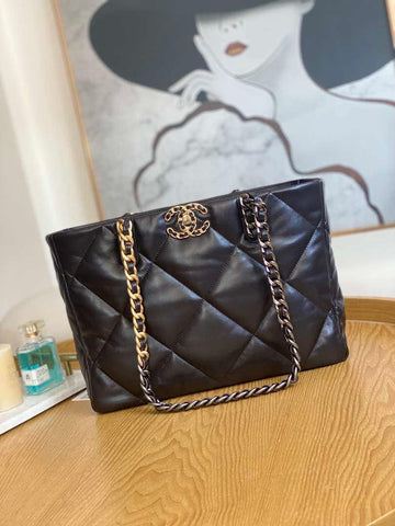 Makersluxe - Shiny Large Shopping Bag Dark Brown