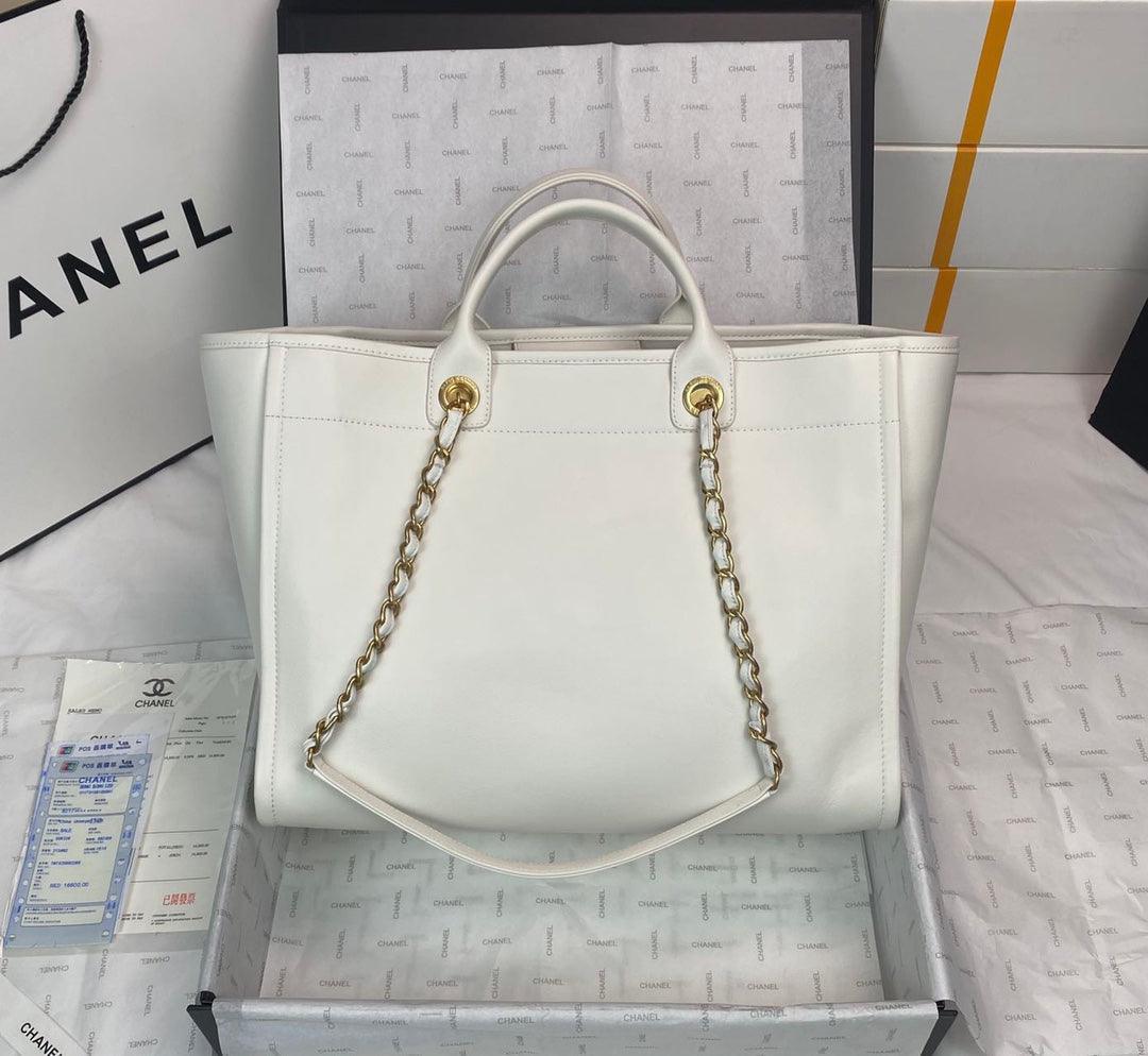 Makersluxe - Large Shopping Tote Bag Calfskin White