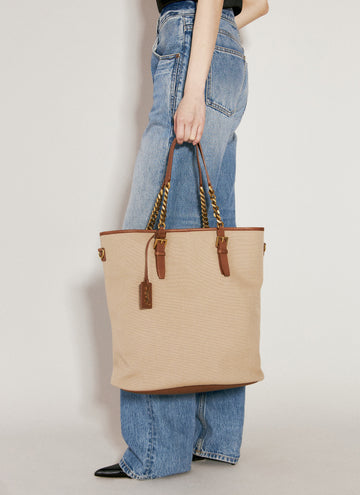 Saint Laurent Women Laurent Canvas Tote Bag