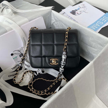 Makersluxe - Lambskin Flap Bag Black Gold