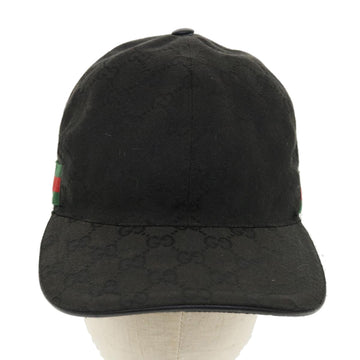 GUCCI GG Canvas Web Sherry Line Cap L Black Red Green 200035 tb476