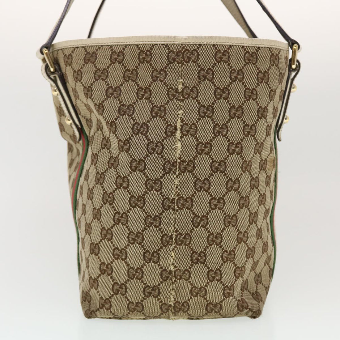 GUCCI GG Canvas Web Sherry Line Tote Bag Beige Green Red 139260 tb669