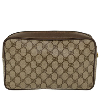GUCCI GG Canvas Clutch Bag PVC Leather Beige tb707