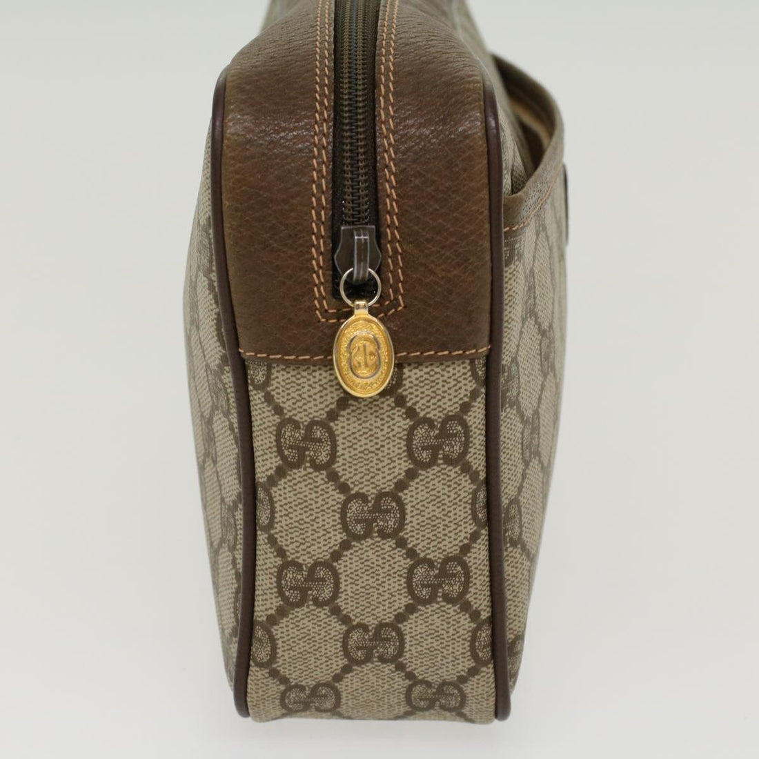 GUCCI GG Canvas Clutch Bag PVC Leather Beige tb707