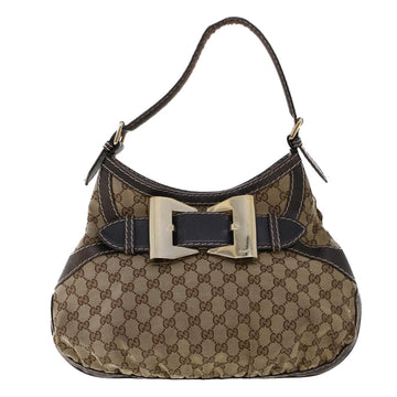 GUCCI GG Canvas Shoulder Bag Leather 2Set Beige Black tb736