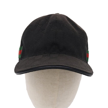 GUCCI GG Canvas Web Sherry Line Cap XL Black Red Green 200035 tb740