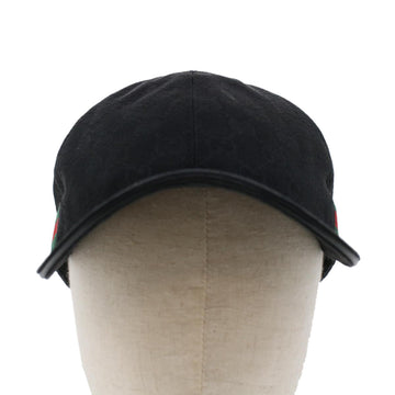 GUCCI GG Canvas Web Sherry Line Cap M Black Green Red 200035 tb743