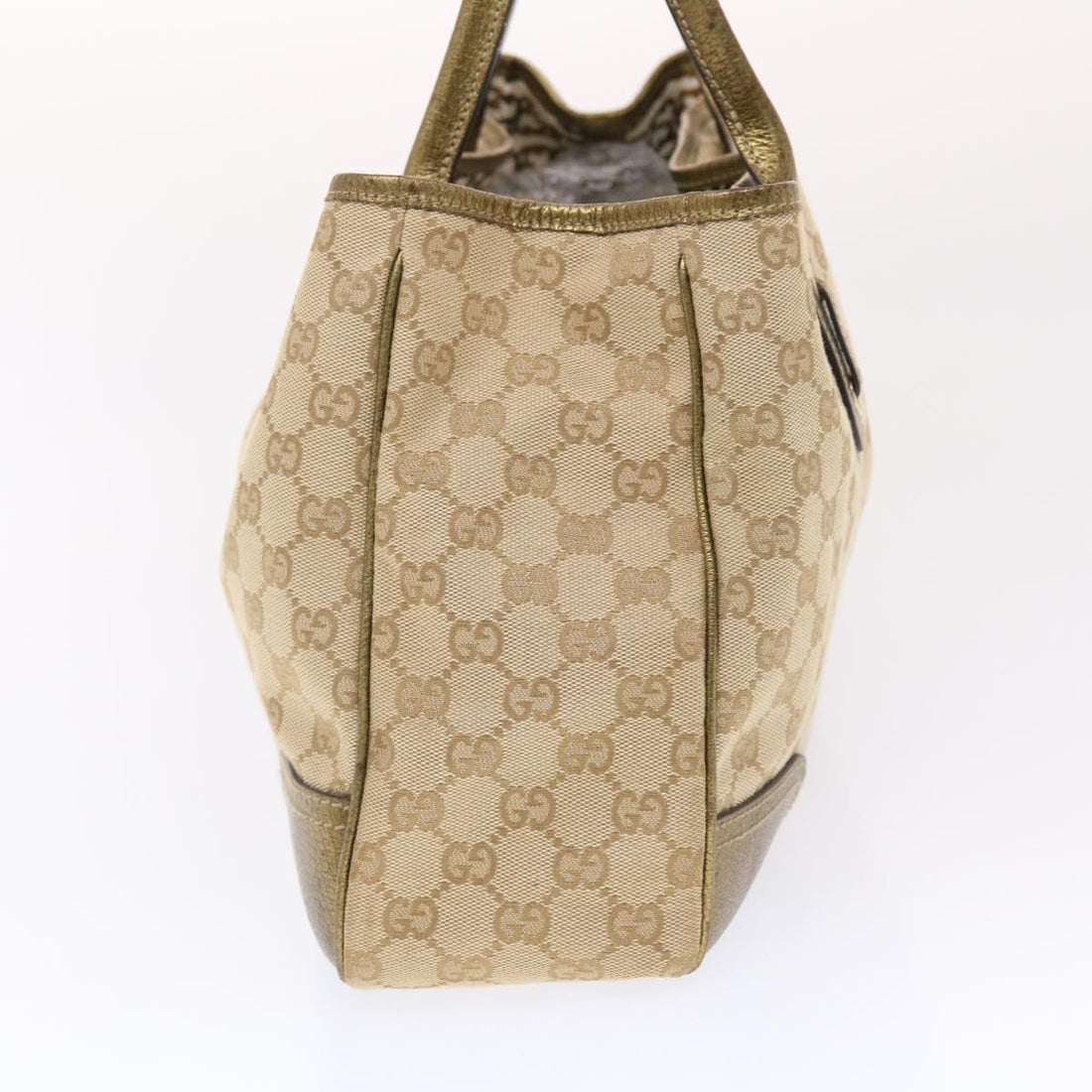 GUCCI GG Canvas Princy Line Tote Bag Leather Gold Tone 163805 tb793