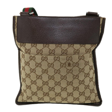 GUCCI GG Canvas Web Sherry Line Shoulder Bag Leather Beige Red 27639 tb860