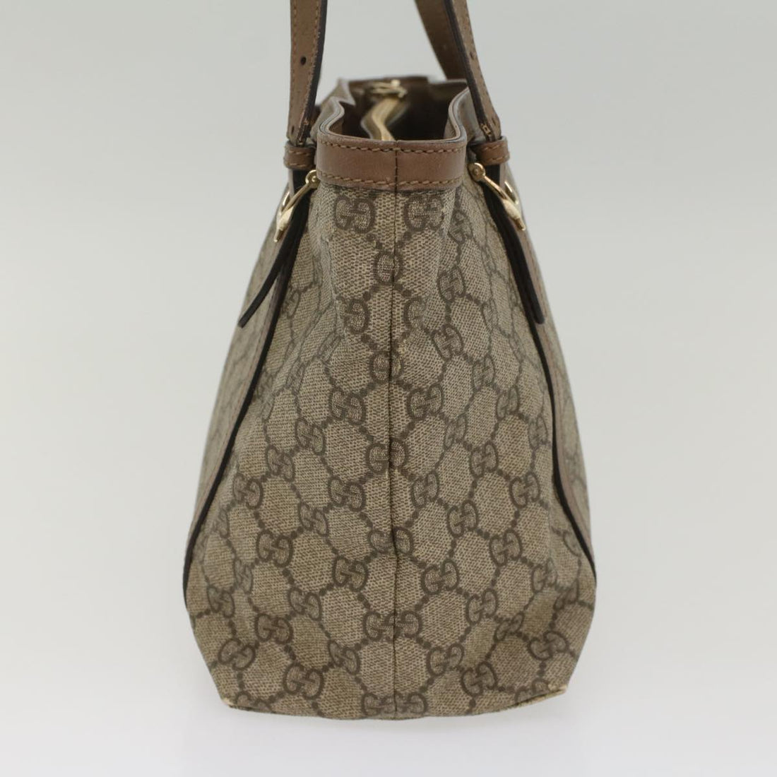 GUCCI GG Canvas Tote Bag PVC Leather Beige 336776 tb900