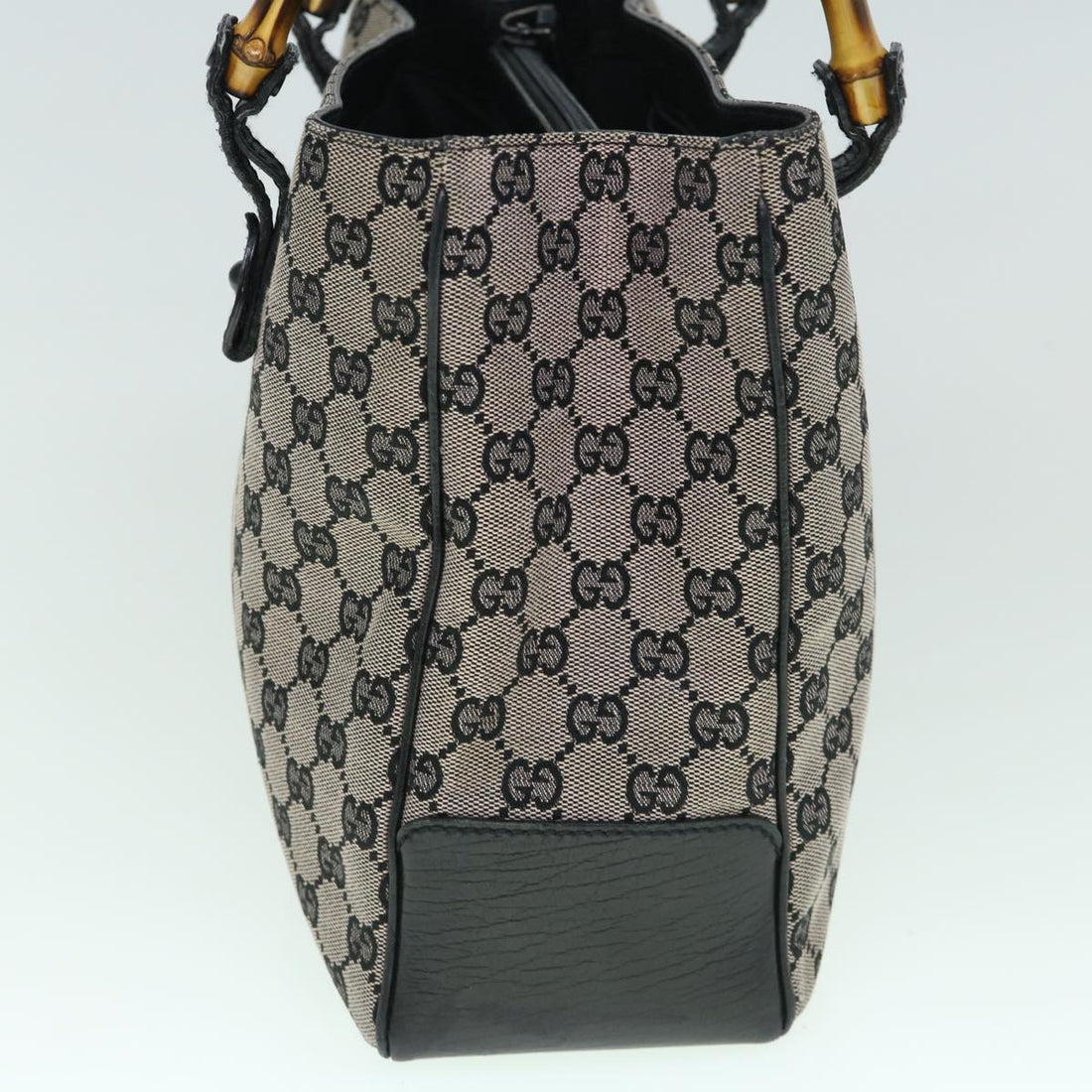 GUCCI GG Canvas Bamboo Tote Bag Navy 112526 tb929
