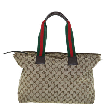 GUCCI GG Canvas Web Sherry Line Mothers Bag Tote Bag Beige Red 155524 tb937