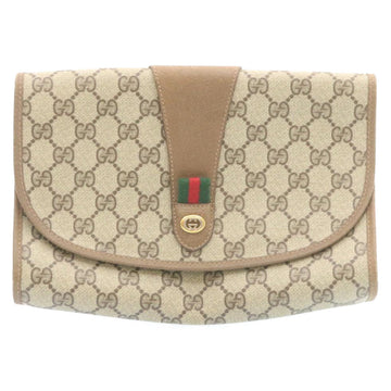 GUCCI Web Sherry Line GG Canvas Clutch Bag Beige Red Green th2124