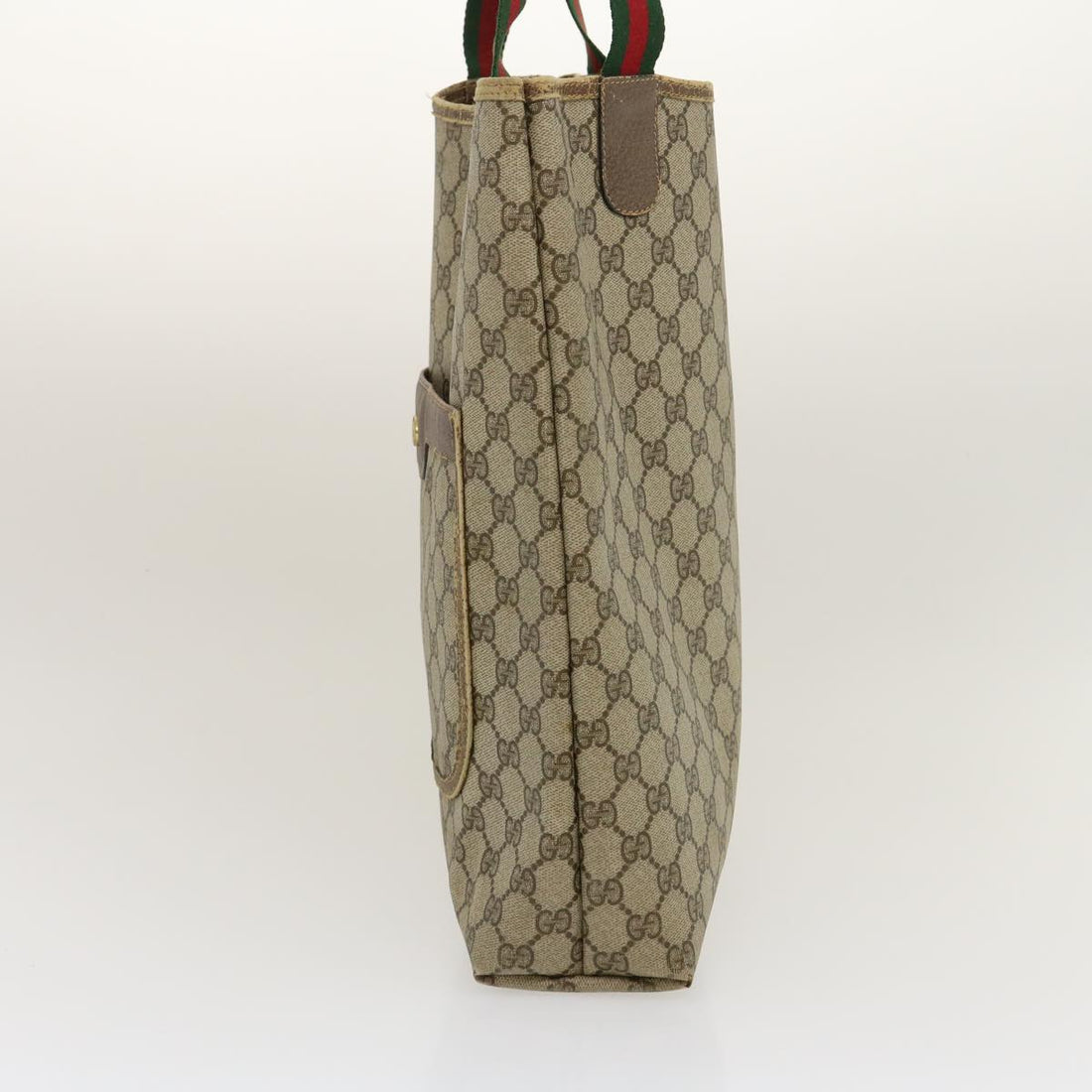 GUCCI Web Sherry Line GG Canvas Tote Bag Red Green Brown th2640