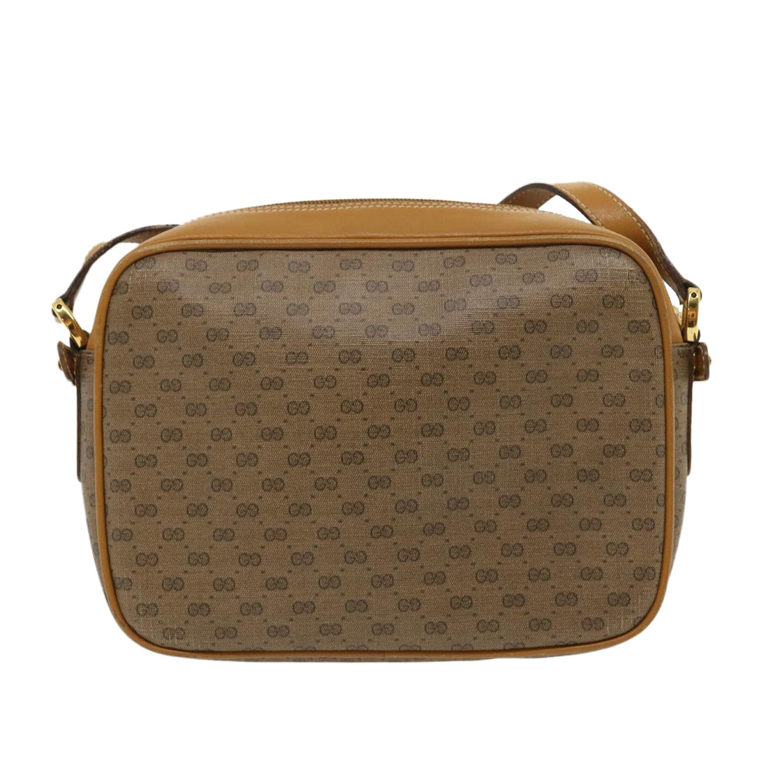 GUCCI Micro GG Canvas Shoulder Bag PVC Leather Beige Brown th2698