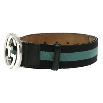 GUCCI Sherry Line Soho Belt Black Light Blue th2760