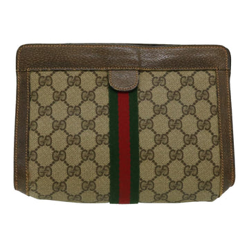 GUCCI GG Canvas Web Sherry Line Clutch Bag Beige Green Red th2821