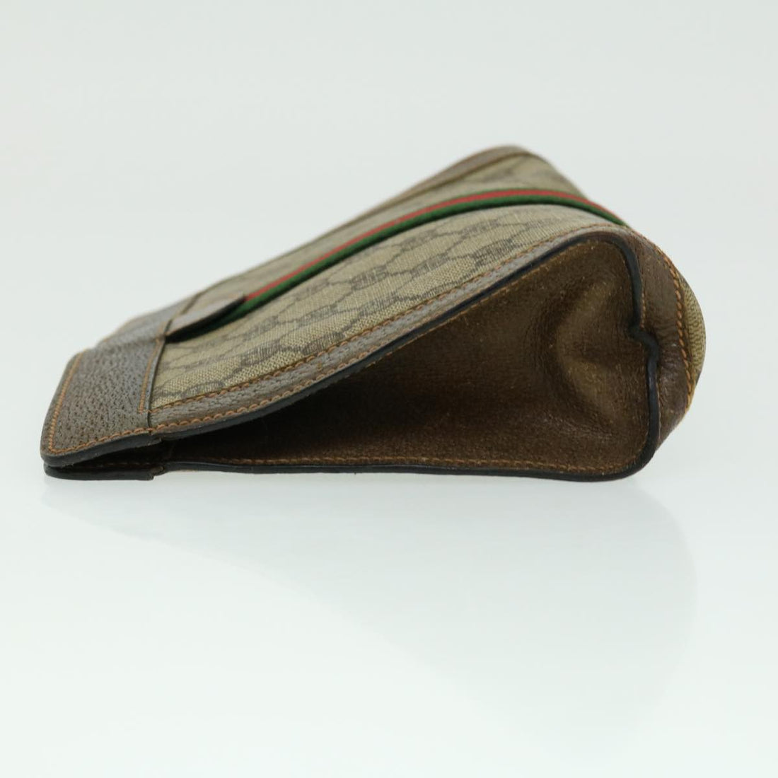 GUCCI GG Canvas Web Sherry Line Clutch Bag Beige Green Red th2821