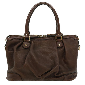 GUCCI Diamant Hand Bag Leather 2way Brown th2885