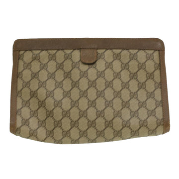 GUCCI Web Sherry Line GG Canvas Clutch Bag PVC Leather Beige Green th3181
