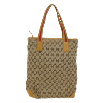 GUCCI Sherry Line GG Canvas Tote Bag Beige Red Brown th3191