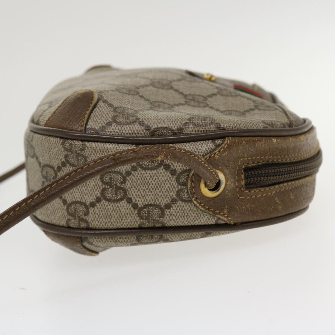 GUCCI GG Canvas Web Sherry Line Shoulder Bag PVC Leather Beige Red th3355