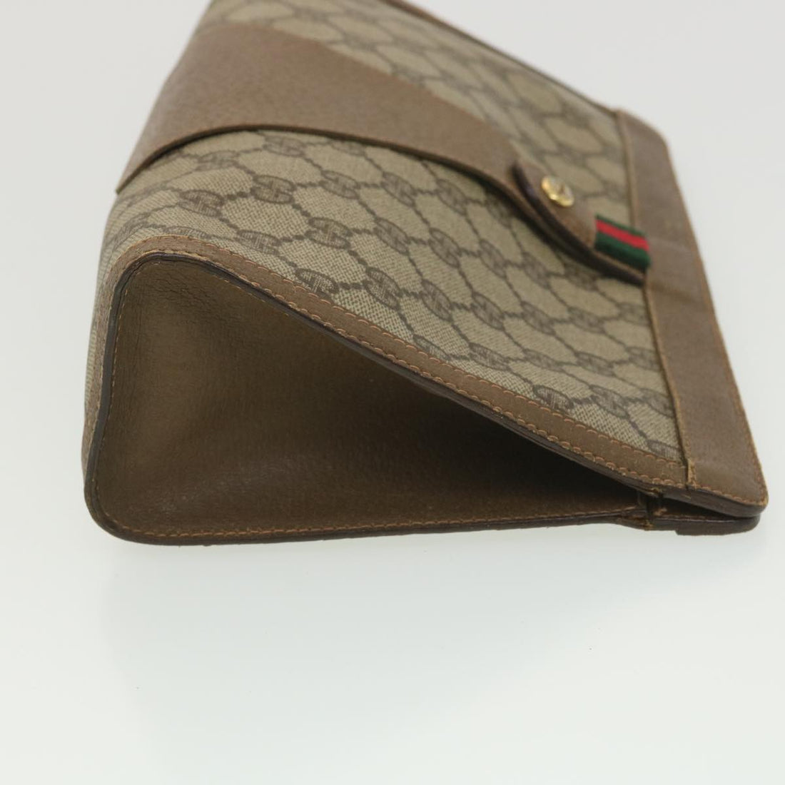 GUCCI GG Canvas Web Sherry Line Clutch Bag Beige Red Green 89 01 033 th3487